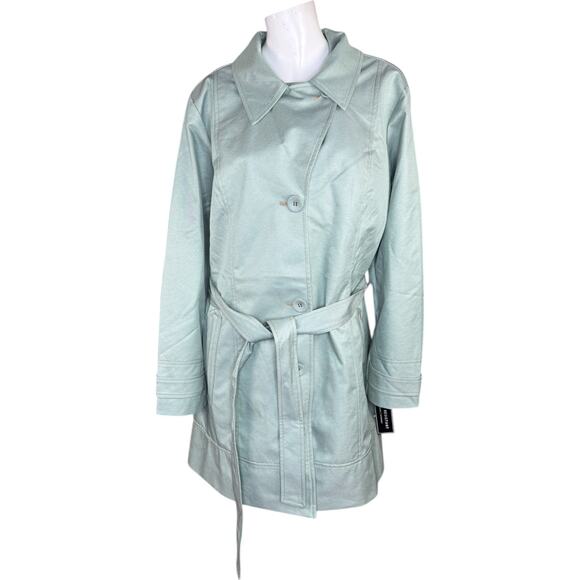 Isaac Mizrahi Live! Water Resistant Trench Coat Lining and Hood Desert Sage XL - Picture 1 of 16